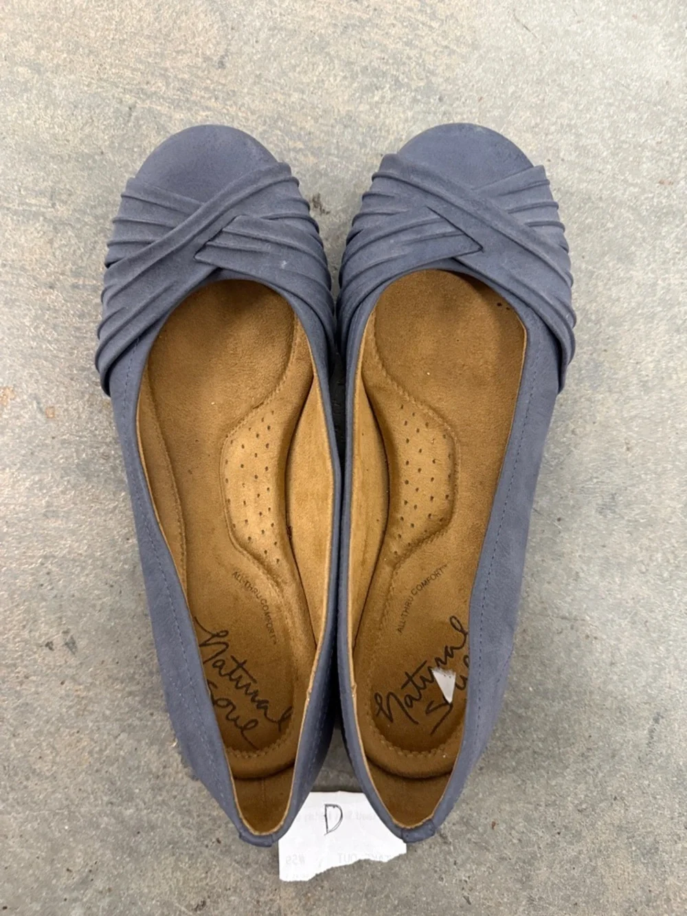 Natural Soul Slate Blue Pleated Crossover Ballet Flats